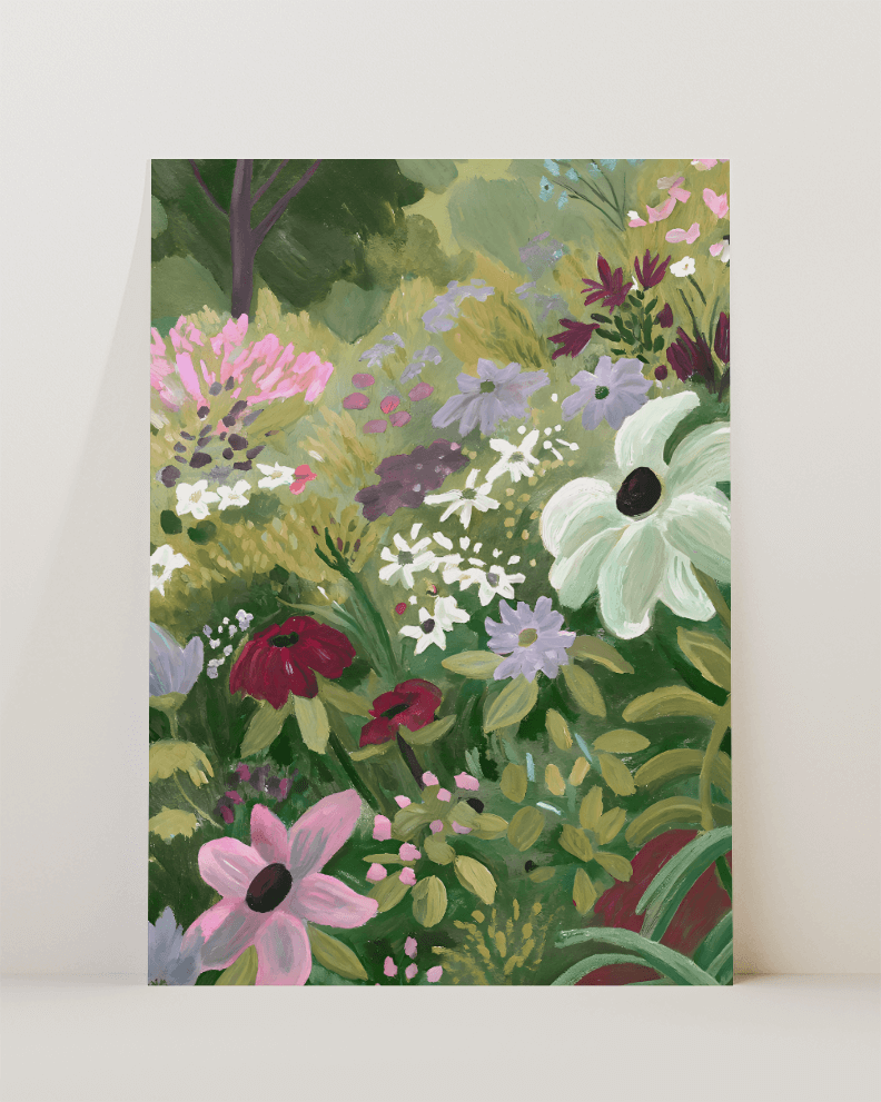 'Jardin de fleurs sauvages' Geschilderde Kunstprint