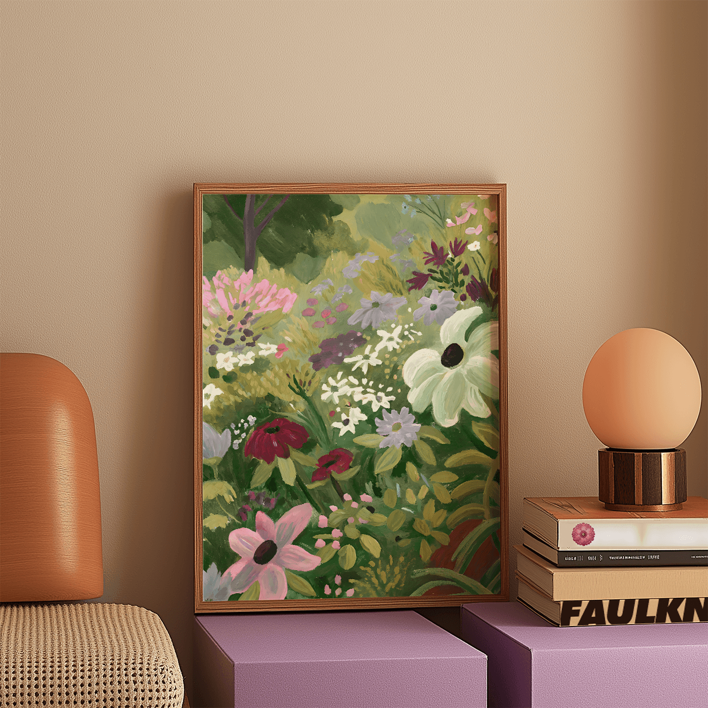 'Jardin de fleurs sauvages' Geschilderde Kunstprint